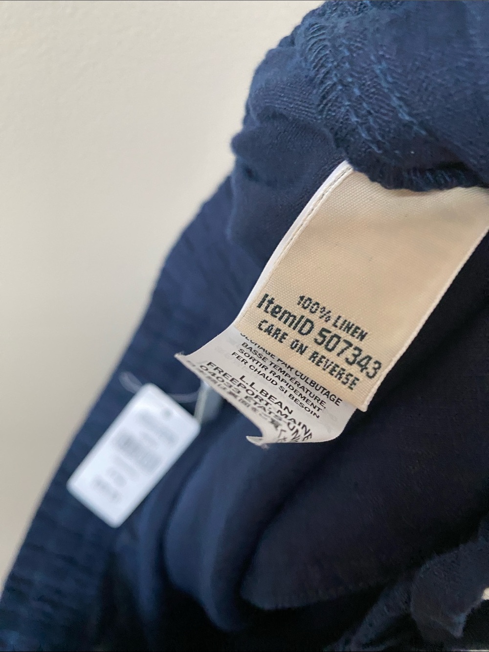 LL Bean Premium Washable Linen Pull-On Wide Leg Pants navy blue 8 petite - Picture 7 of 7